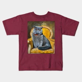 British Shorthair Cat Oil Painting Kids T-Shirt